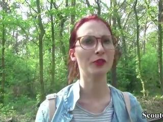 German Scout - College Redhead Teen Lia In Public Casting