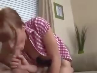 A tempting fucker spills his creamy seed into Elli Foxs charming gob