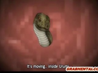 Bigboobs hentai co-edukasyon makakakuha ng binubutasan lahat butas sa pamamagitan ng snakes